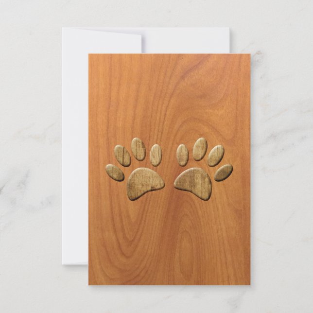 Carte Empreintes de pattes de chiens de bois sculptés Fa (Devant)