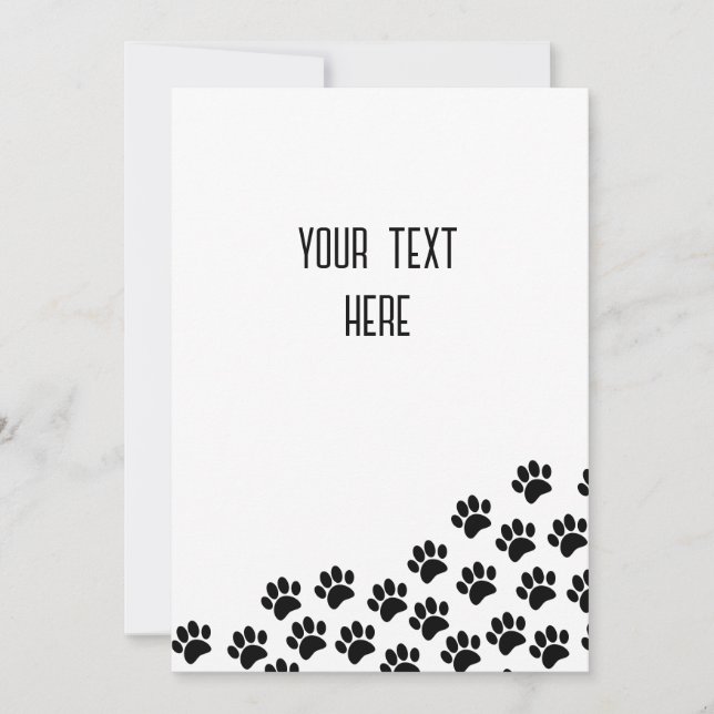 Carte Empreintes de pattes de chiot noir avec texte pers (Devant)