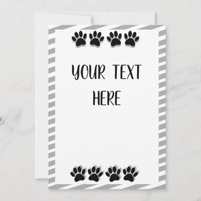 Carte Empreintes de pattes de chiot noir et blanc avec p (Devant)