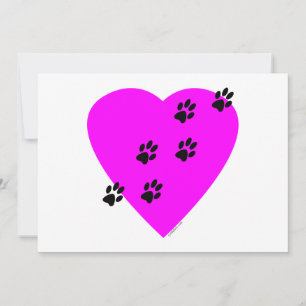 Carte Empreintes de pattes sur mon coeur - Rose