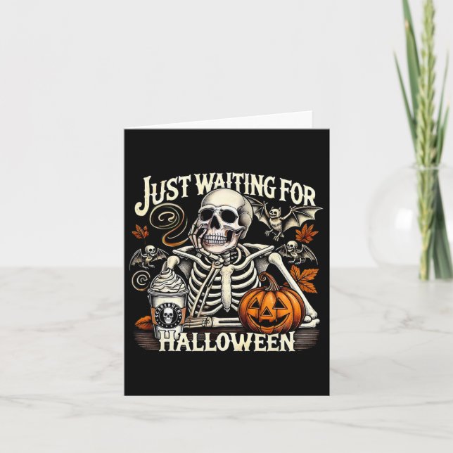 Carte En Attendant Juste Halloween Skeleton Coffee Jack  (Devant)