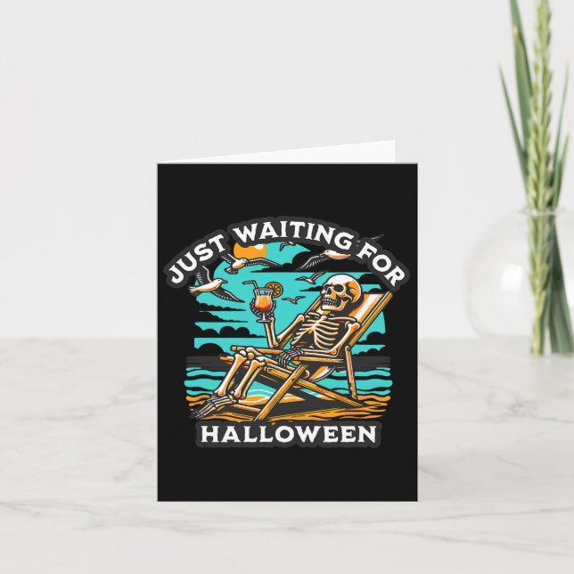 Carte En attente d'Halloween squelette Éffrayant été (Devant)