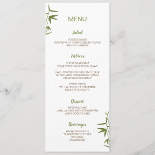 Carte en bambou japonaise de menu de mariage