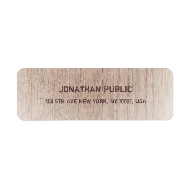 Carte en bois Brown Texte désisté Adresse de retou (Devant)