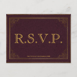 Carte en cuir vintage du bibliophile RSVP de livre