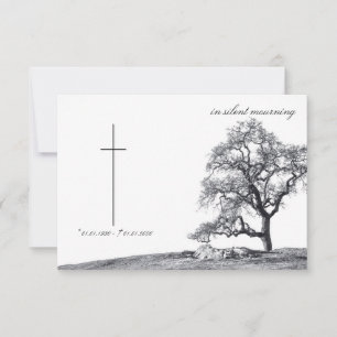 Carte En deuil silencieux - arbre sur la prairie