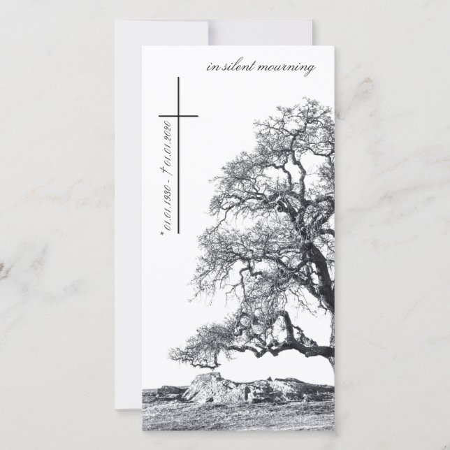 Carte En deuil silencieux - arbre sur la prairie (Devant)