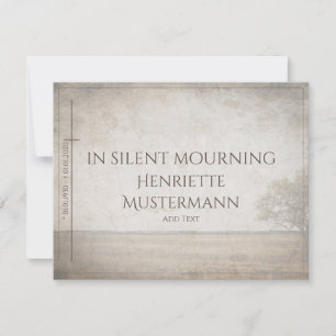 Carte En deuil silencieux - arbre sur la prairie vintage