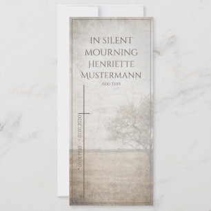 Carte En deuil silencieux - arbre sur la prairie vintage