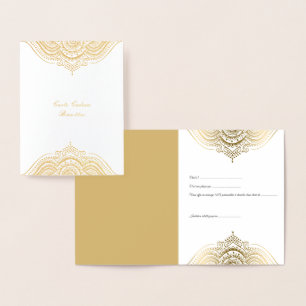 Carte en feuille de mandala dorée