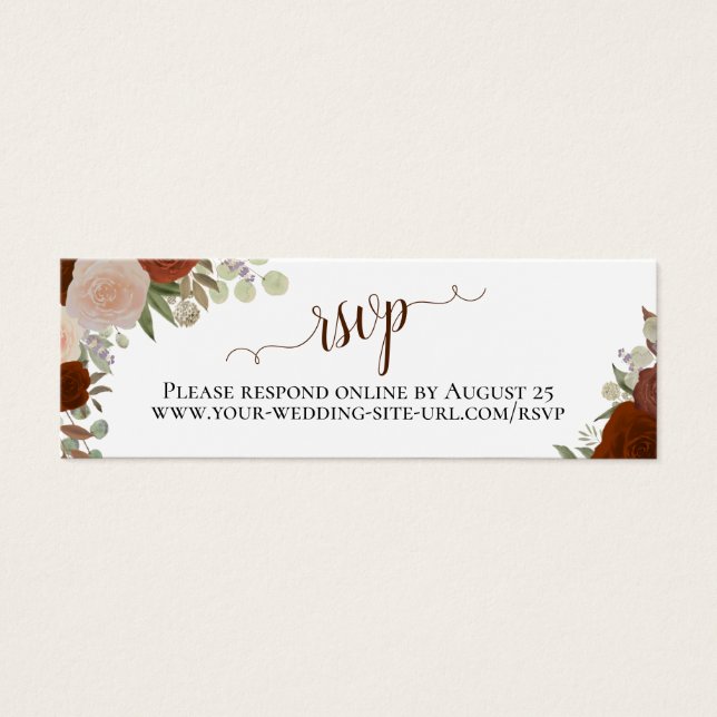 Carte en ligne Rust Orange Rose Russe Floral RSVP (Devant)