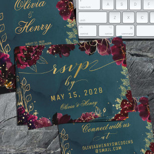Carte en ligne turquoise Bordeaux Jewel Tone Weddi