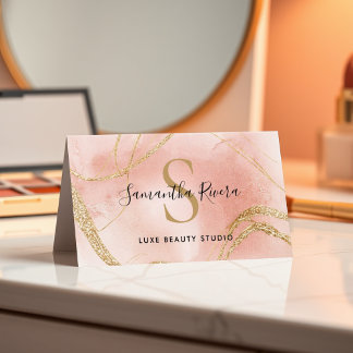 Carte en marbre blush personnalisée avec Parties s