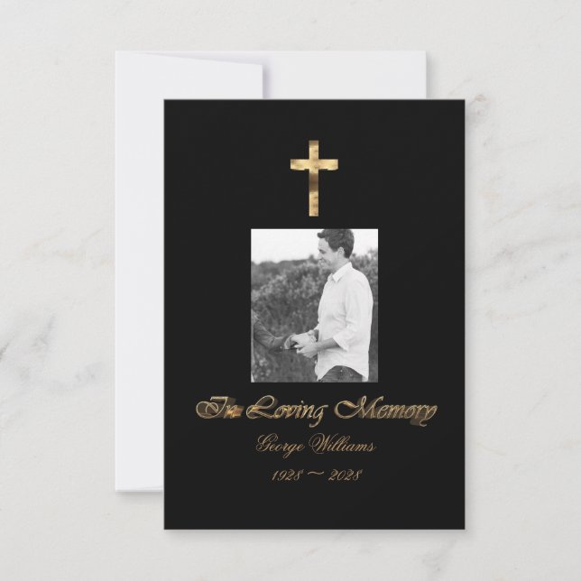 Carte En mémoire d'amour Croix d'or Anniversaire de la m (Devant)