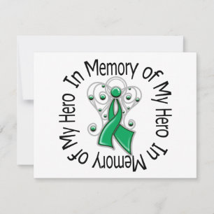 Carte En mémoire de mon héros foie cancer Ange ailes