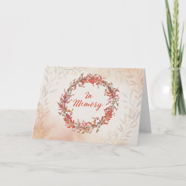 Carte En mémoire de Thanksgiving avec couronne d'automne (Devant)