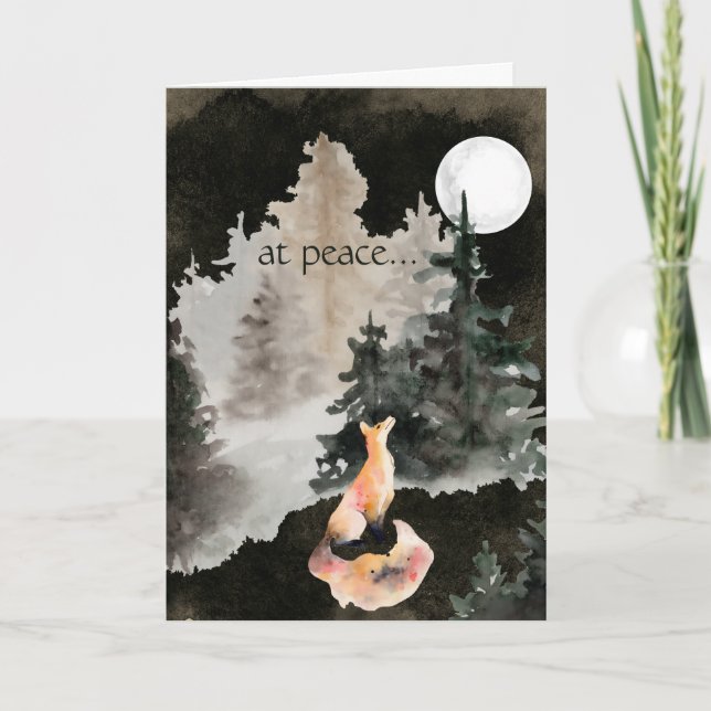 Carte en paix ~ Fox et Pleine lune Woodland (Devant)