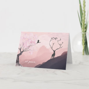 Carte en paix, Pink Sunrise Spring Mountain Scene Japon