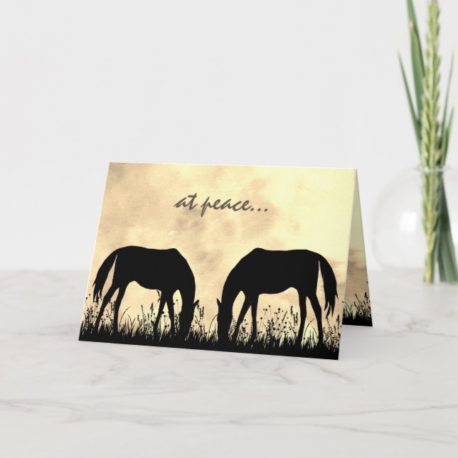 Carte en paix - Silhouette Chevaux Pâturage au coucher d (Devant)