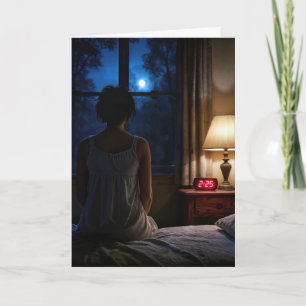 Carte En pensant à vous Femme assise sur son lit