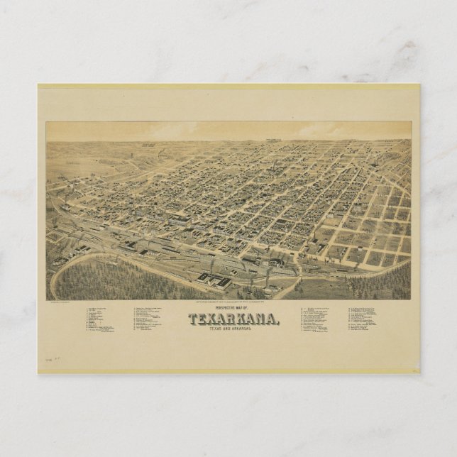 Carte en perspective de Texarkana Texas et Arkansa (Devant)