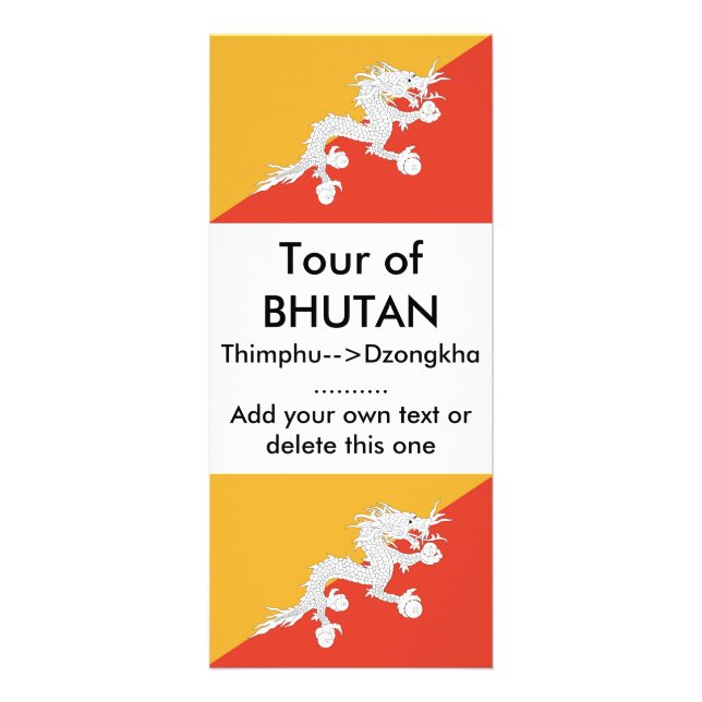Carte en rack avec drapeau du Bhoutan (Devant)