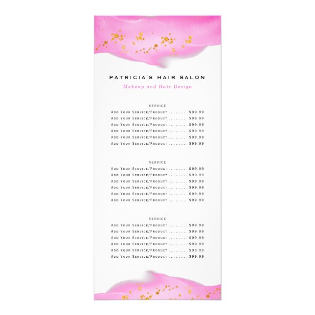 Carte en rack Blush Pink And Gold Parties scintill (Dos)