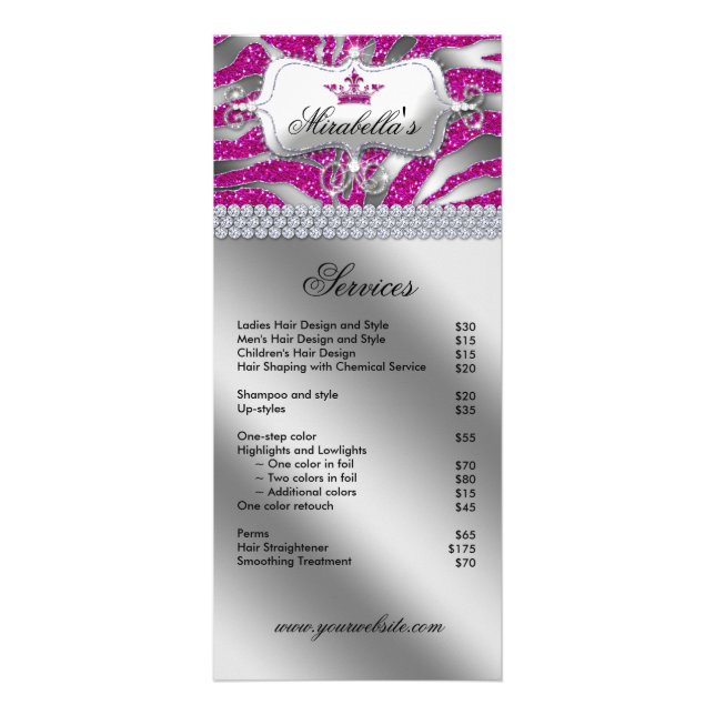 Carte en rack couronne bijoux Zebra luxe étincelan (Devant)