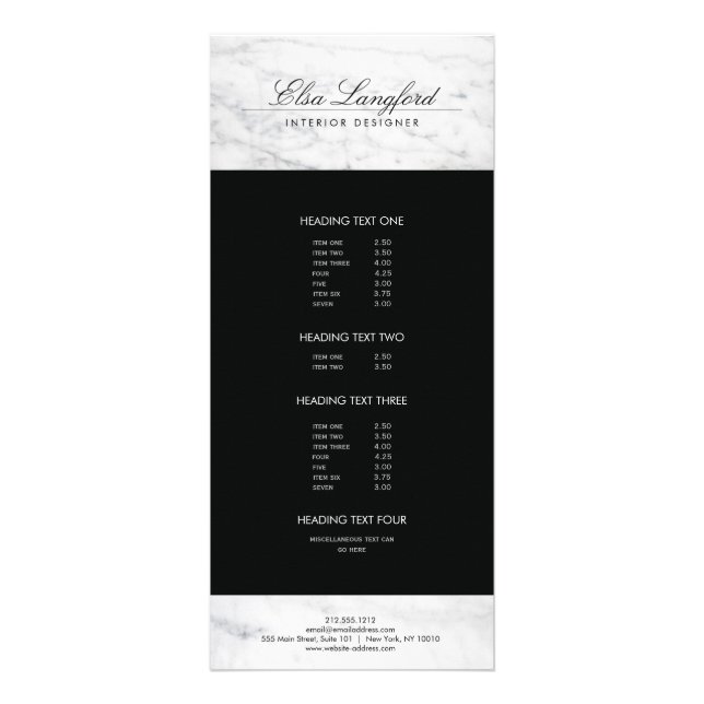 Carte en rack design moderne Marbre blanc (Devant)