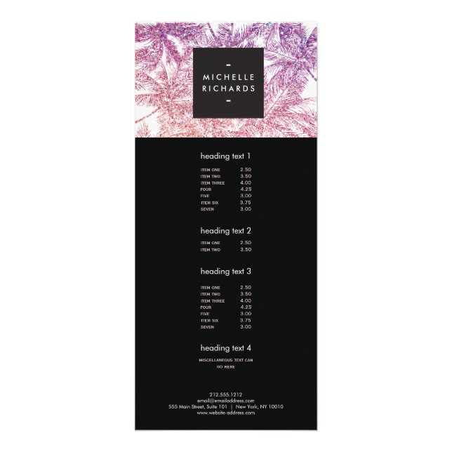Carte en rack Tropical Purple/Pink Parties scintil (Devant)