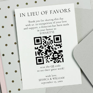 Carte En remplacement de faveurs avec le code QR pour l'