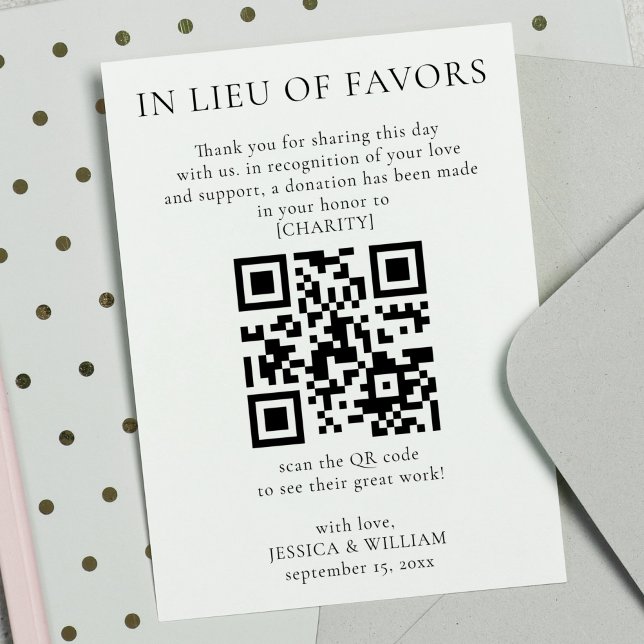 Carte En remplacement de faveurs avec le code QR pour l' (Créateur téléchargé)