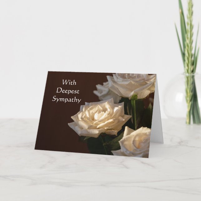Carte En Sympathie profonde Belle Roses Blanches (Devant)