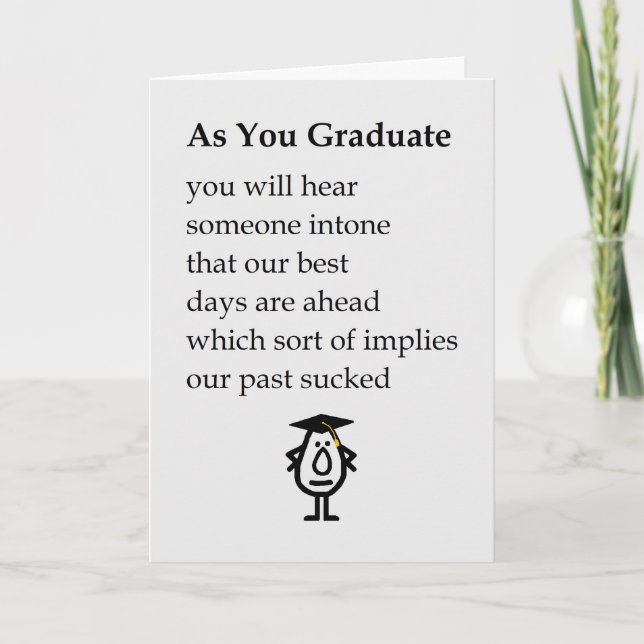 Carte En Tant Que Diplômé, Collégial Félicite Poème (Devant)