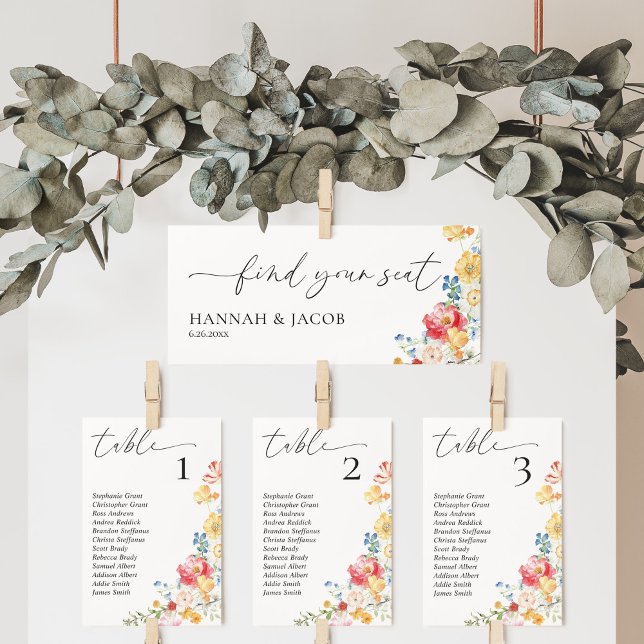Carte En-tête de plan de table de mariage aux fleurs sau (Créateur téléchargé)