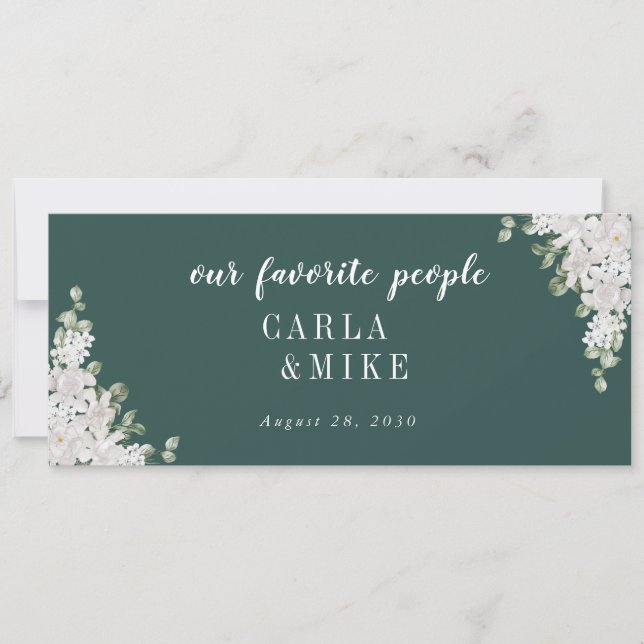 Carte En-tête du tableau de sièges fleuris Feuille verte (Devant)