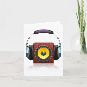 Carte Enceinte en bois moderne avec musique casque