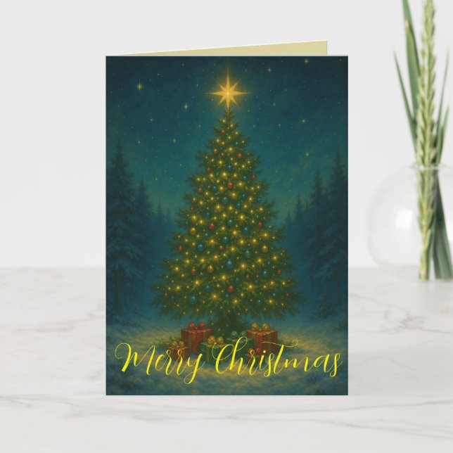 Carte Enchanting Christmas Tree Midnight Forest Custom  (Devant)