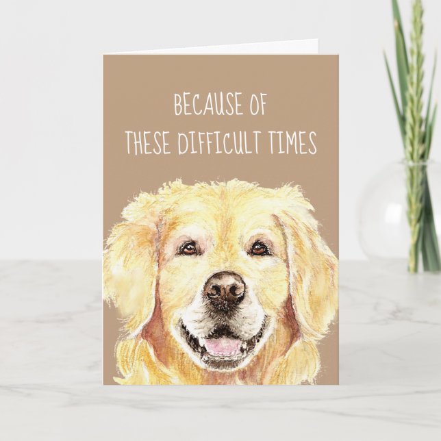 Carte Encouragement Aquarelle Golden Retriever Chien (Devant)