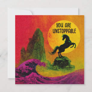 Carte Encouragement de coucher de soleil de cheval sauva