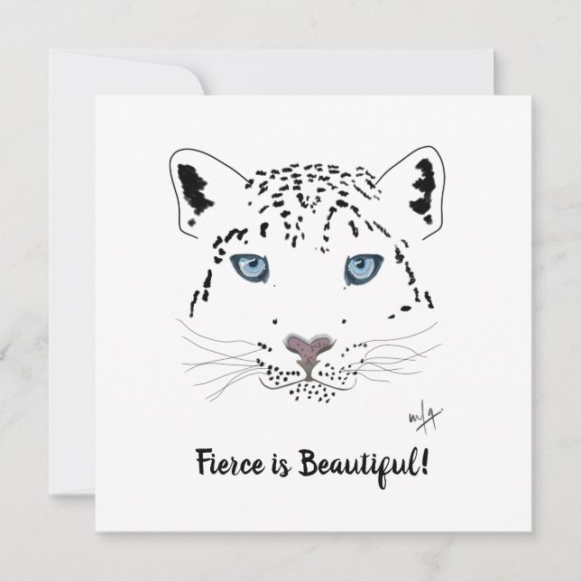 Carte Encouragement Fierce est beau léopard de neige (Devant)