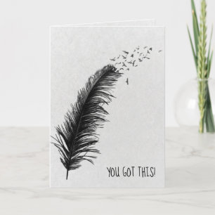 Carte encouragement noir de plume et d'oiseaux