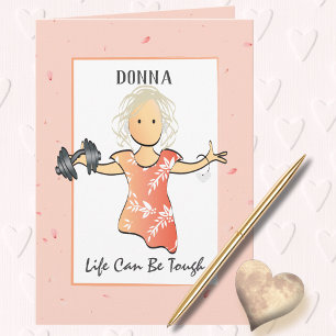 Carte Encouragement Obtenez Bien Force Cartoon Femme