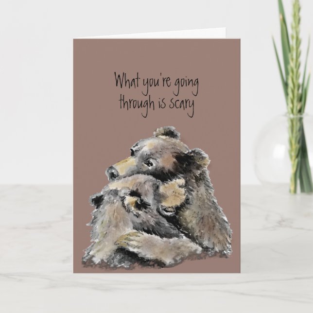 Carte Encouragement Obtenir Bien Cancer Perdre Ours Hugs (Devant)