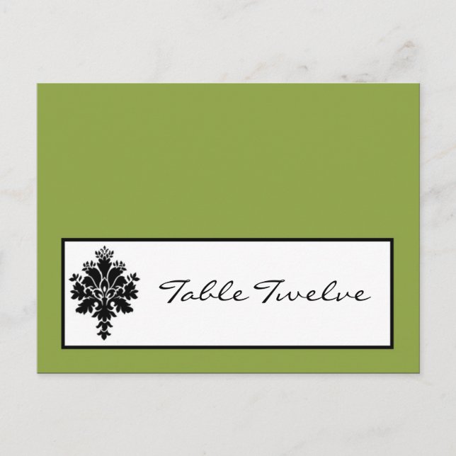 Carte Endroit Écrite Black Green Damask Lace (Devant)