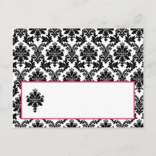 Carte Endroit Écrite Hot Pink Black Damask