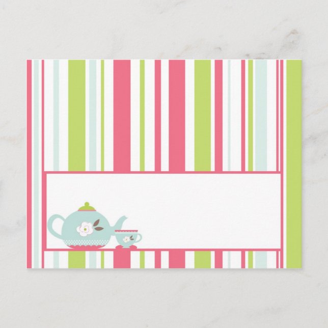Carte Endroit Écrite Tea Party Pink Pastel Fleurs (Devant)