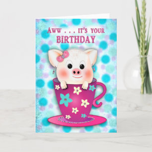 Carte Enfant Anniversaire Sweet Baby Piggy en Coupe de C