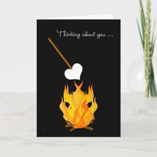 Carte Enfant au camp pensant à vous avec le feu de camp