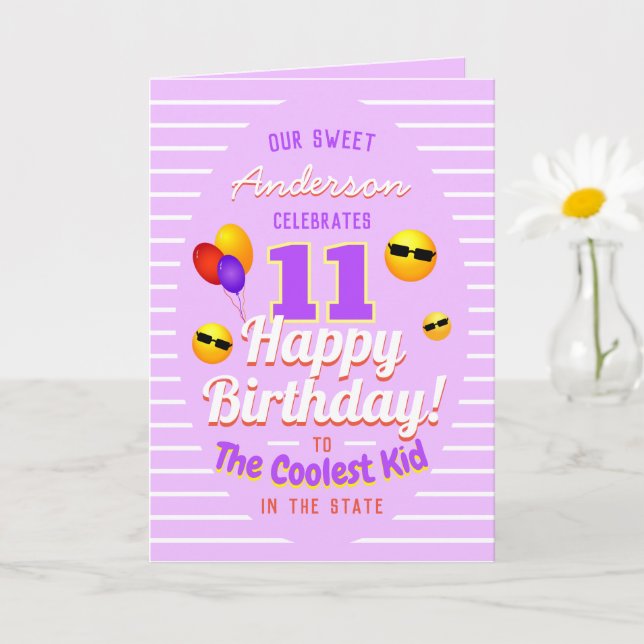 Carte Enfant Cool Unisex avec Ballons Sun Emojis Anniver (Petite plante)